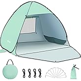Glymnis Pop Up Beach Tent Beach Shade Tent for 1-4 Persons Sun Shelter UPF 50+ Enclose Zipper Door Portable Easy Up Beach Tent