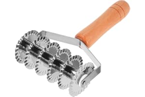 ETHZZLE Manual Stainless Steel Noodle Cutting Device with Wood Handle Dough Cutter for Efficient Pasta