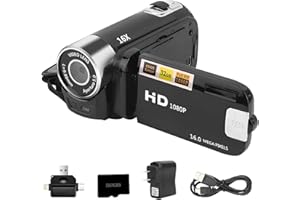 Kalofaye Digital Camcorder, Portable 1080P High Definition Digital Video Camera DV Camcorder 16X Zoom 270° Rotation Built-in Battery with SD Card for Students Teens Beginner