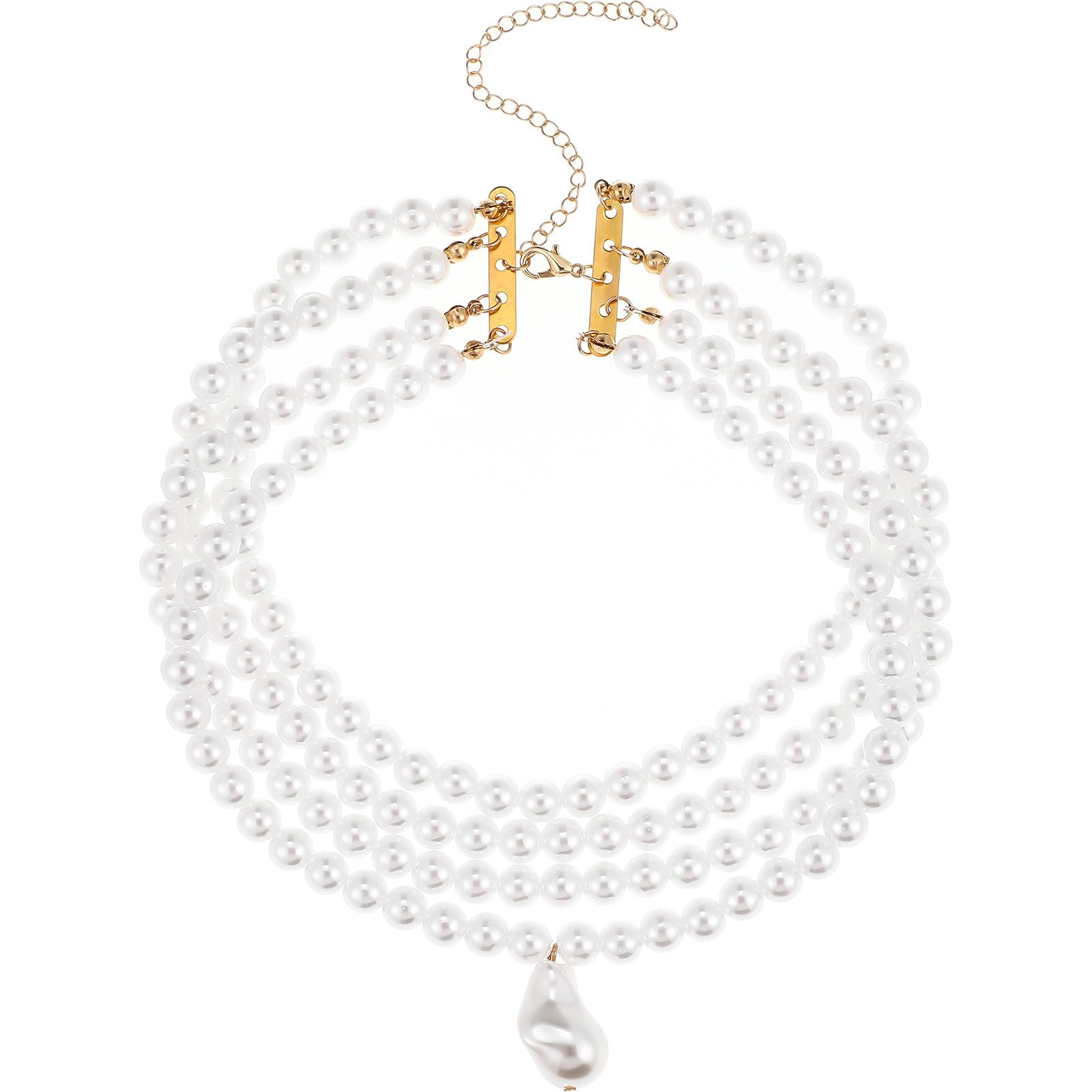 Holibanna Multi-layered Pearl Necklace for Women Faux Pearls Beads Cluster Long Choker Style Women Necklaces Jewelry