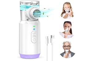 ULIAUO Portable Nebulizer Machine for Adults, USB-C Ultrasonic Mesh Nebulizer, Handheld Nebulizer for Kids, Personal Steam Inhaler with Indicator Light, Automatic Cleaning, for Home, Car, Outdoor,Purple