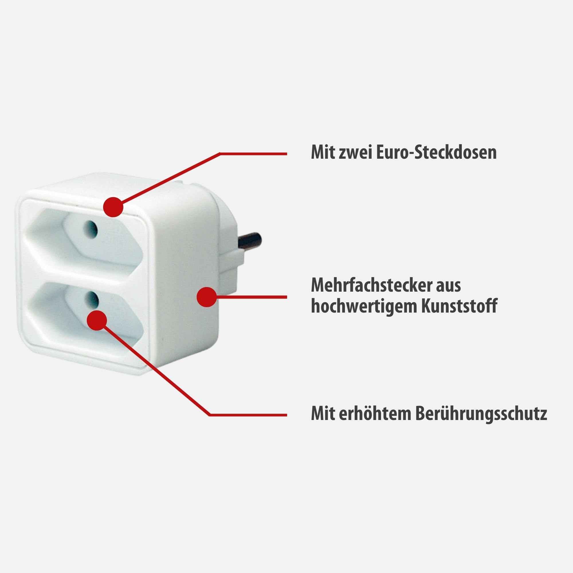 Brennenstuhl Mehrfachsteckdose (Steckdosenadapter 2-Fach Eurosteckdose mit erhöhtem Berührungsschutz) weiß 2