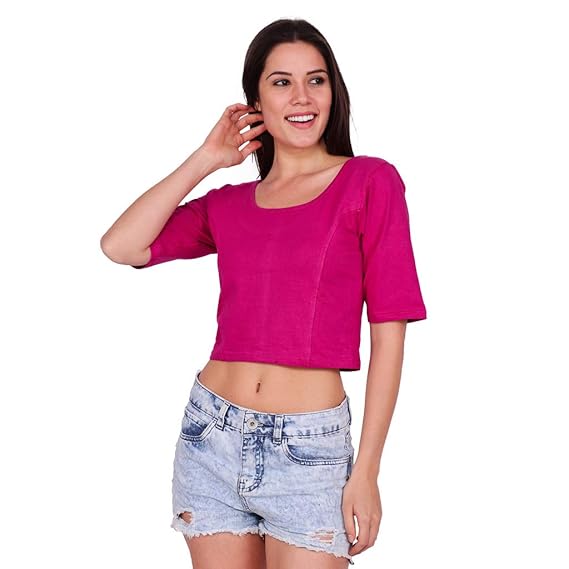 Women's Cotton Lycra Readymade Saree Blouse (Black)