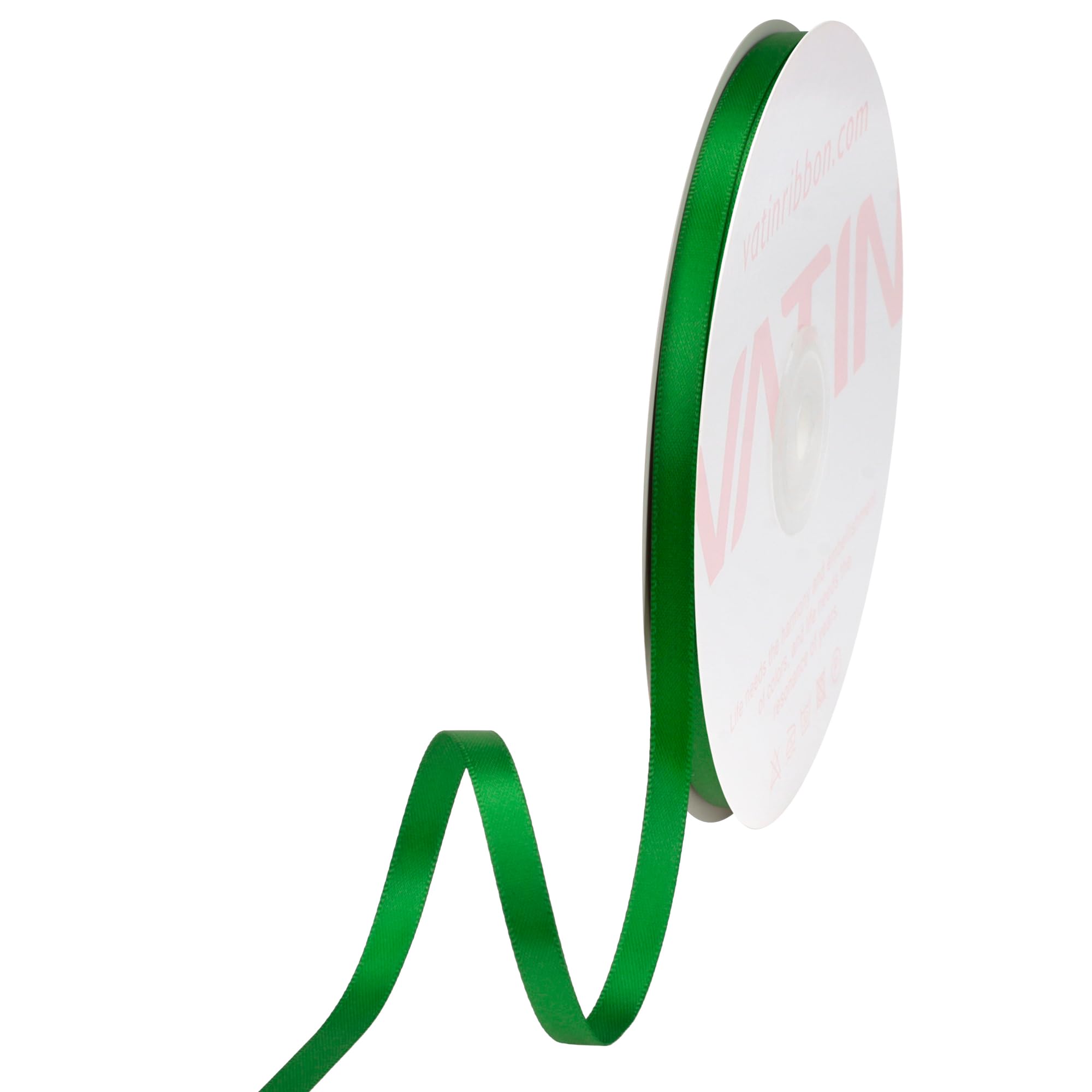 VATIN 6mm Double Faced Emerald Green Polyester Satin Ribbon - 45 Metre for Gift Wrapping Ornaments Party Favor Braids Baby Shower Decoration Floral Arrangement Craft Supplies