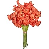 Jinminghui Ranunculus Artificial Flower, 18 Pcs Faux Silk Mini Ranunculus Flowers for DIY Bouquet, Bulk Fake Wedding Filler Flowers for Centerpieces Arrangements Bridal Shower Decorations (Orange)