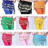 Viskey Fashion Chiffon Belly Dance Waist Chain with Golden Coins in 3-Layers