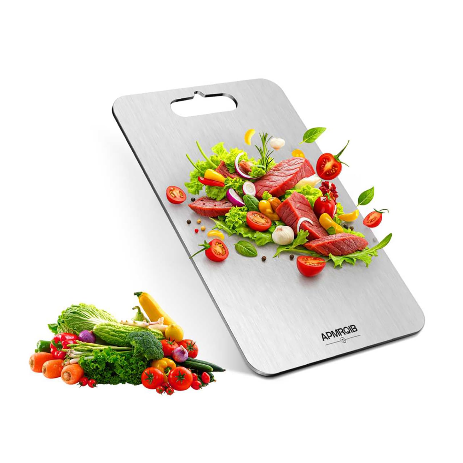 Photo 1 of **SMALL**APMRQIB Titanium Cutting Board, 100% Pure Titanium Cutting Boards for Kitchen, Double Sided Non Toxic Cutting Board, Hygiene Durable Dishwasher Safe 10.5”×6.3”