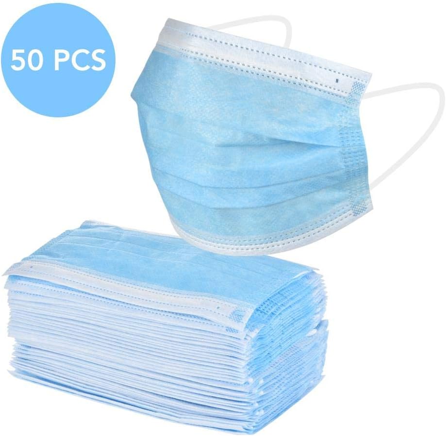 WYC 50 Pcs / 100 Pcs Disposable Mask Surgical Anti-Pollution Mask Elastic Earrings Prevent Bacteria Dust Filter Safety Mask,Blue A100