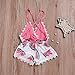 Happy Town Summer Toddler Baby Girl Clothes Cute Fruit/Flower Print Lace Trim Backless Romper Shorts Jumpsuit (Pink, 18-24 Months)