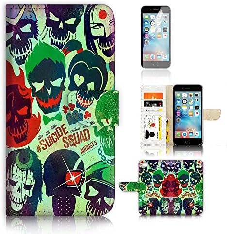 iPhone 7 Flip Case Wallet Cover with Screen Protector - US B30029 - Joker Harley Queen Evil B30029