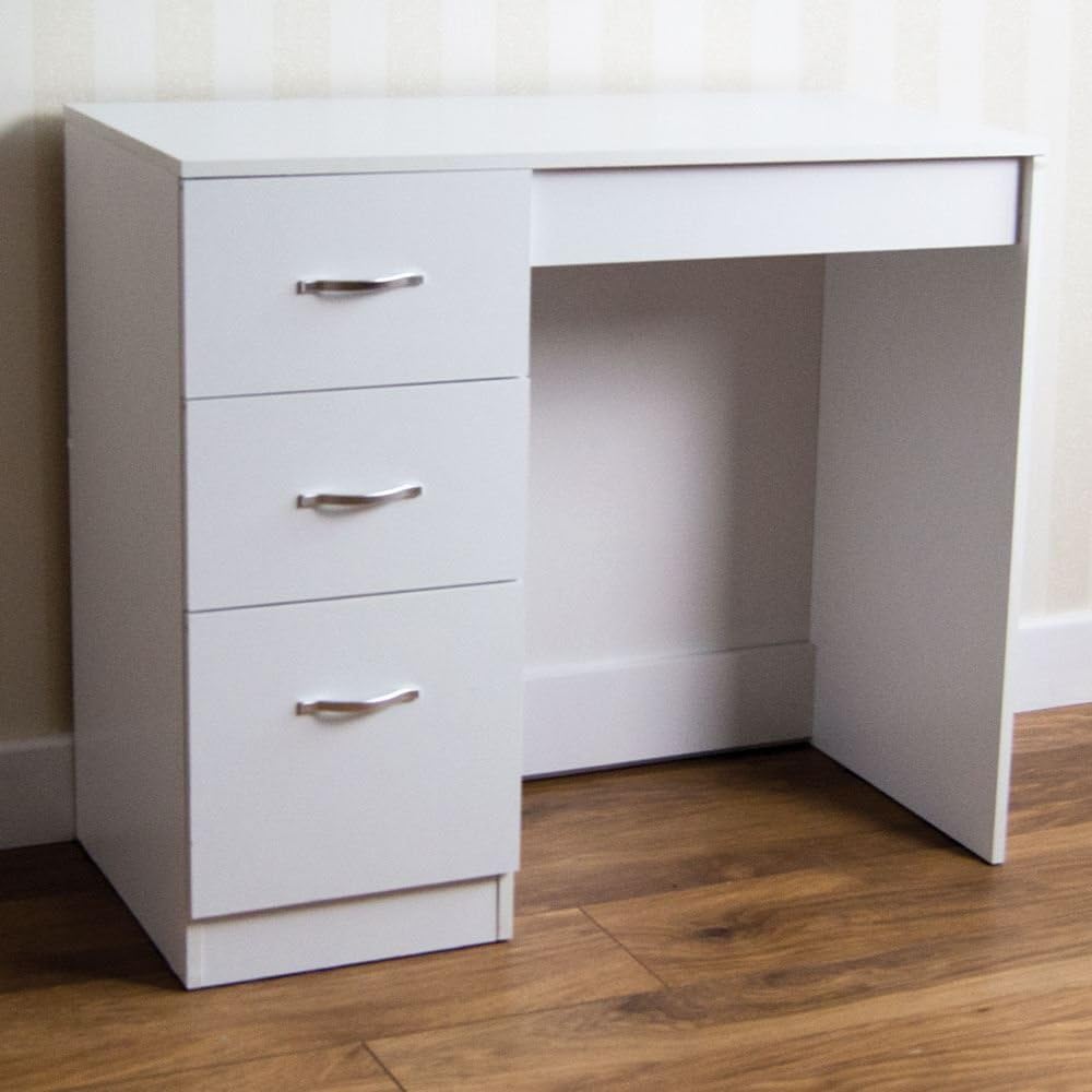 Vida Designs 3 Drawer, Dressing Table/Vanity Table, Makeup Desk - Riano Bedroom Furniture (White), 38 x 93 x 79 centimetres