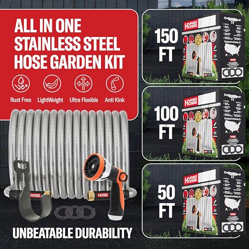 Best 100 ft Metal Garden Hose Set - No-Kink Durable 316 Stainless photo 10
