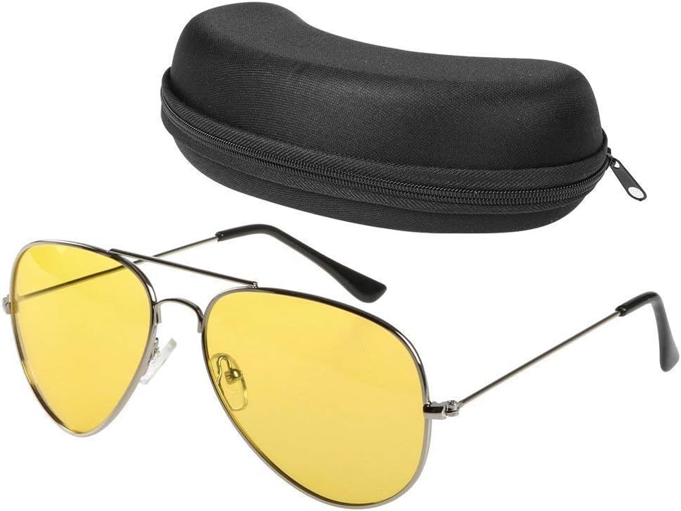 Night Driving Glasses Anti Glare Polarized Aviator Sunglasses for Women Men, Rainy Safe HD Night Vision Glasses with Yellow UV400 TAC Lenses for Sports Outdoor Activities, Glasses Case Included