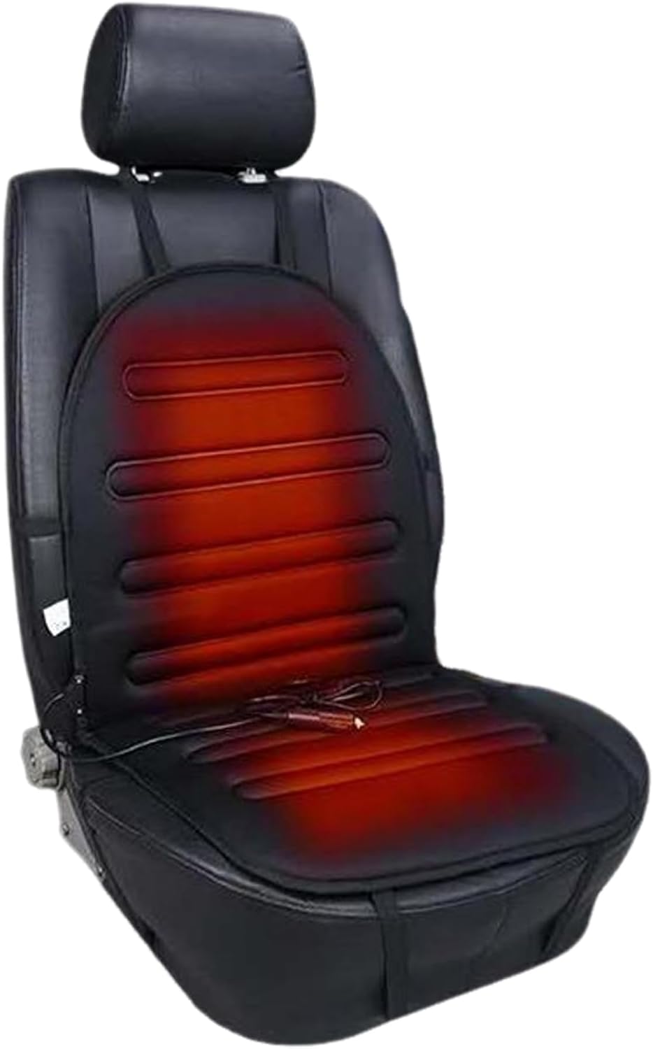 12V Non-Slip Heated Car Seat Cover - Ergonomic Seat Warmer with Cigarette Light Plug & Fixing Strap for Winter Driving/ 19x38 Inch