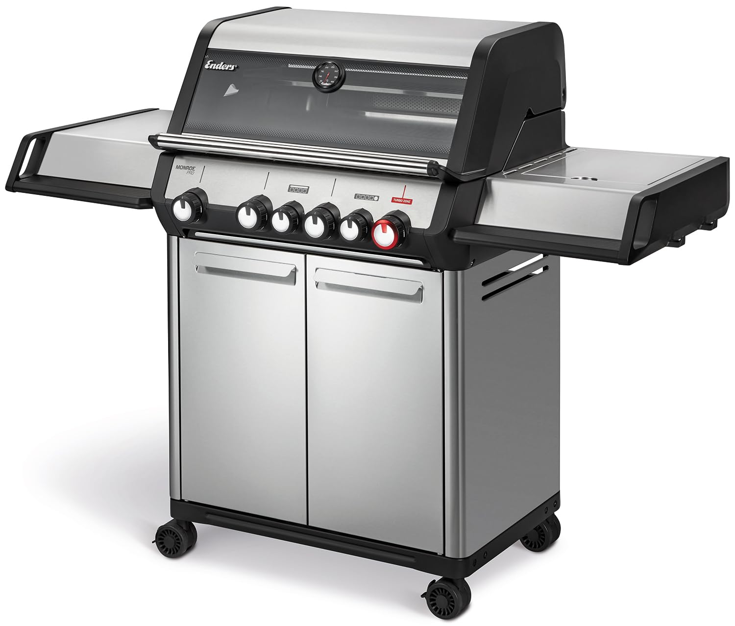 Enders® Gasgrill MONROE PRO 4 SIKR TURBO, 4-Edelstahlbrenner, Seitenkocher, Infrarot-Backburner, Sichtfenster, HEAT RANGE™, SWITCH GRID™, 800 °C TURBO ZONE™, SIMPLE CLEAN™, #8362