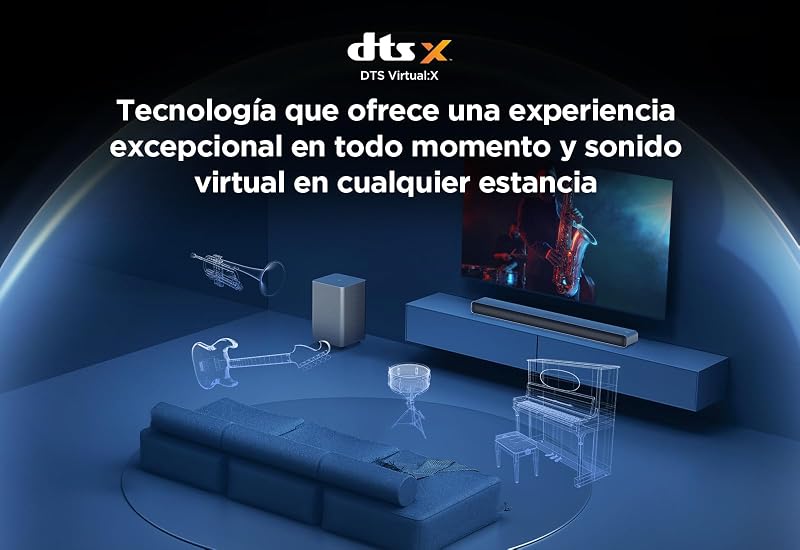 TCL 2.1 Canal Dolby Atmos Sound Bar S55HE, 220 W de potência máxima com sistema de graves duplos, compatível com DTS Virtual X, HDMI eARC e Bluetooth 5.3, barra de som com subwoofer sem fios