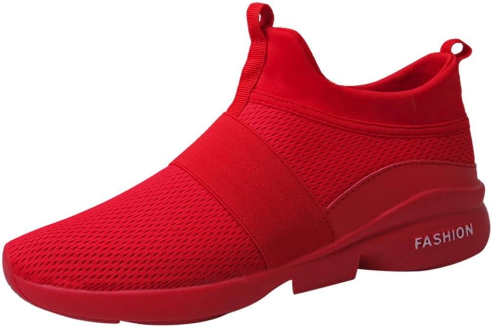 VEMOW Sports Outdoor Shoes for Women, Trainers Flats Flip Flops Espadrilles Wedge Running Walking, Men's Fashion Sneakers Beathable Wild Slip-on Mesh Shoes Casual Shoes (UK 6, Red)