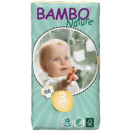Bambo Nature Premium Baby Diapers - Medium Size, 66 Count, for Toddler (3-10 Months) - Super Absorbent and Eco-Friendly