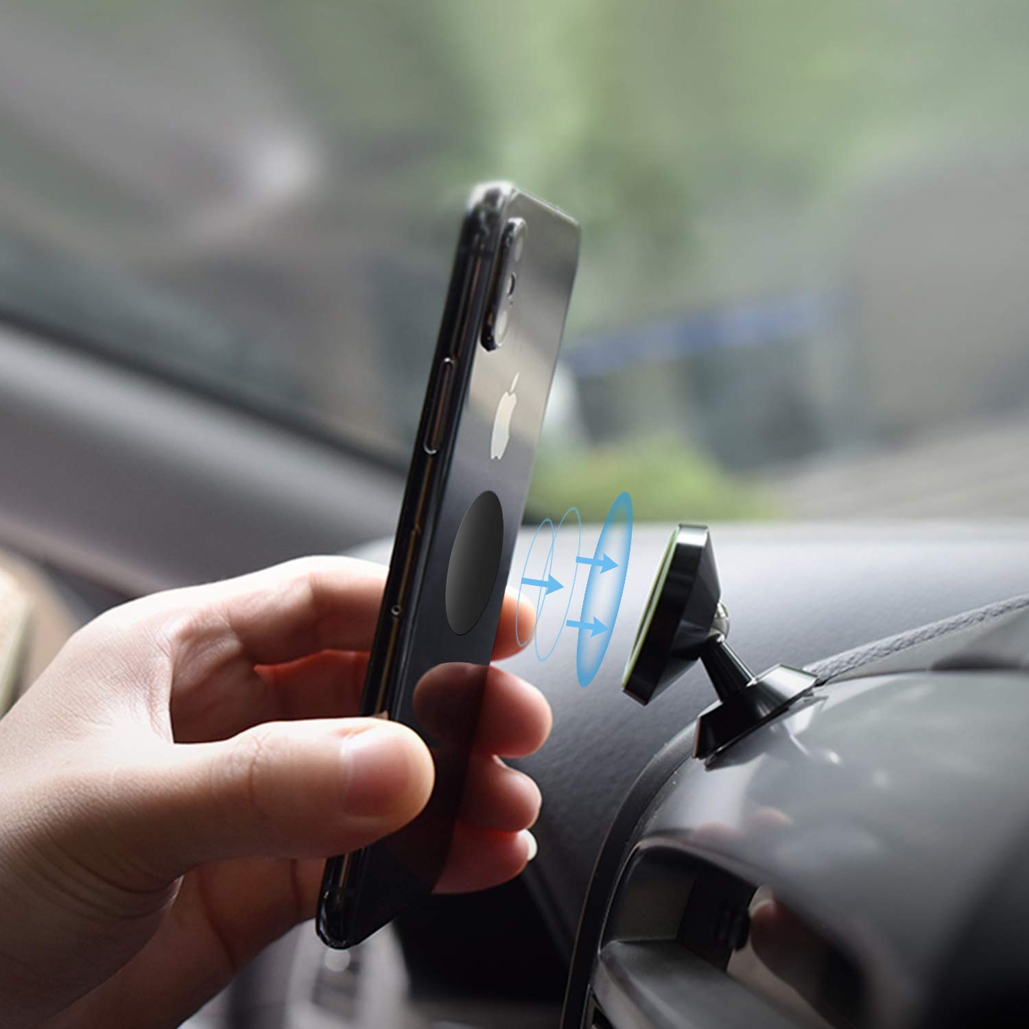 MENNYO Plaques de métal Lot de 12 pour Support téléphone Voiture magnétique, Plaque de métal Mince avec Adhésif pour Aimant de téléphone - 6 Rondes et 6 Rectangles