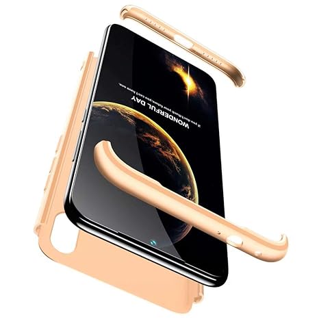 Qsdd Ersatz für Xiaomi Redmi Note 7 360°Schutz 3 in 1 Gehäuse + 1 * Hartglas-Displayschutzfolie TPU-Stoßfänger Stoßfest Kratz