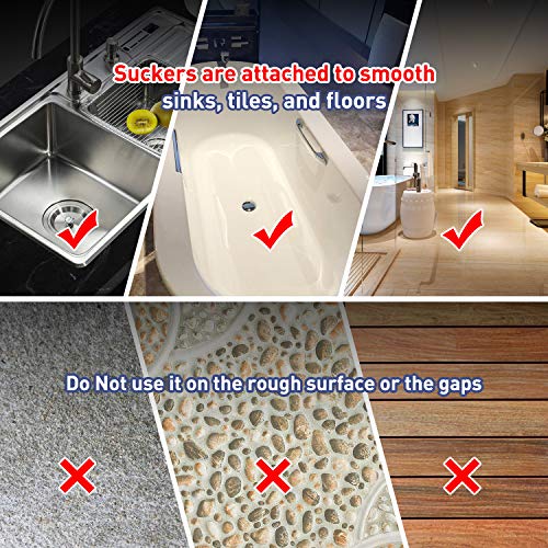 Holikme Drain Hair Catcher Shower Drain Cover, 2 Pack Silicone Drain Protector with 12 Detachable Suckers, Shower Drain Hair Trap for Tub,Bathroom,Kitchen,Bathtub,Basin, Grey/Grey