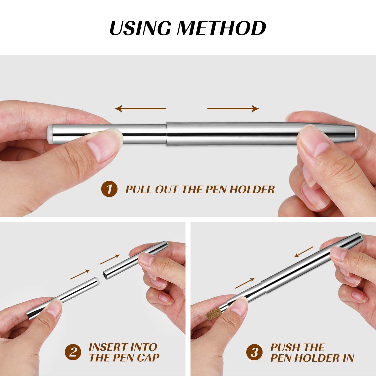 Lurrose Retractable Lip Brush Portable Applicators for Lipstick Lip Gloss Professional Makeup Brush Tool (Silver): Beauty