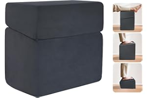 DROUNPHI Adjustable Foot Rest for Under Desk at Work - 3-in-1 Ergonomic Foot Stool with Zipper Connection, 6.3"/11.8"/16" Height Adjustable for Office, Home & Gaming (Black)