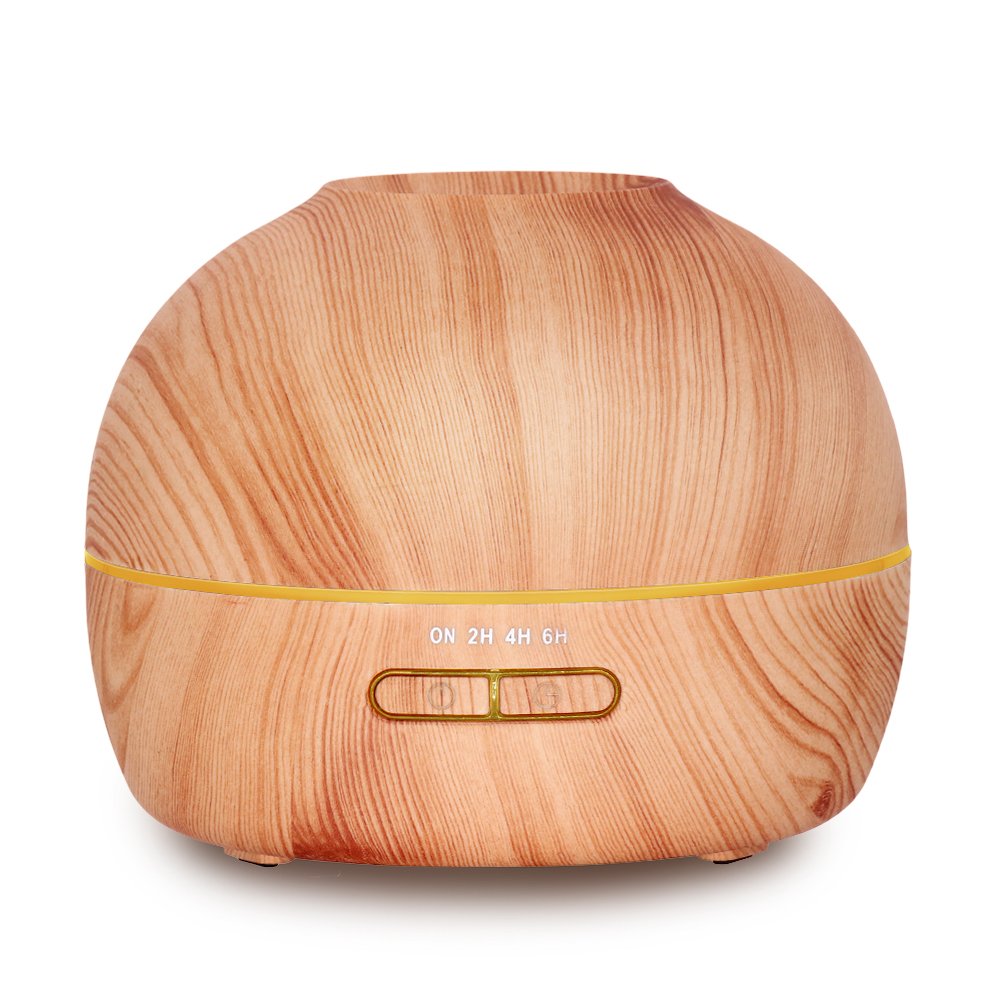 Hysure Wooden Cool Mist Humidifier Small Personal Humidifiers Ultrasonic Aromatherapy Oil Diffuser for Baby with 7 Colorful LED Lights Changing for Home, Bedroom, Office - Light Wood