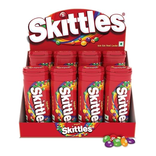 Skittles Original Bitesize Fruit Candies, 268g Tube (Pack of 8