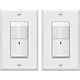 TOPGREENER Motion Sensor Switch, PIR Sensor Light Switch, 𝐍𝐨 𝐍𝐞𝐮𝐭𝐫𝐚𝐥 𝐑𝐞𝐪𝐮𝐢𝐫𝐞𝐝, 𝐎𝐩𝐞𝐫𝐚𝐛𝐥𝐞 𝐖𝐢𝐭𝐡𝐨𝐮𝐭 𝐆𝐫𝐨𝐮𝐧𝐝 𝐖𝐢𝐫𝐞, 150W Dimmable LED, TDOS5-KM-W-2PCS, White