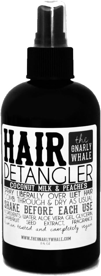 Gnarly Whale Coconut Milk & Peaches Hair Detangler Spray 8oz - Detangle unruly knots leaving hair soft and silky
