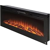 Touchstone 80004 Sideline In-Wall Recessed Electric Fireplace, 50 Inch Wide, 3 Colors, 1500/750 Watt Heater (Black)