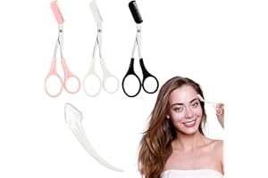 LLOUSSAK 3 Pcs Eyebrow Trimmer Scissor, 2 in 1 Eyebrow Scissors with Comb, Non-Slip Stainless Steel Eyebrow Trimming Scissors Upgrade Eyebrow Cutter Eyebrow Scissors Makeup Tool for Women Men