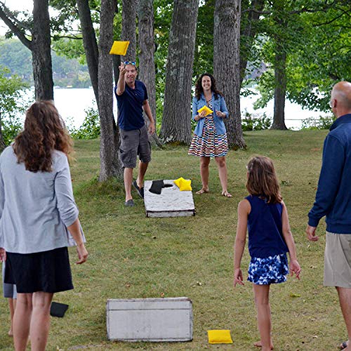 Cornhole Bags Weather Resistant Cornhole Bean Bags Duckcloth Canvas Corn Filled Double Stitched Corn Hole Bean Bags Portable Tote Bag Regulation Cornhole Bags Kid Tossing Tournament (Black And Yellow)