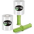 HURRICANE Stretch Wrap Film with Plastic Handle, 2 Pack Mini Clear Stretch Wrap Film Roll, 80-Gauge 5 Inch 1000 Ft, Clear Shrink Wrap Roll Stretch Plastic Wrap Roll, for Packing, Moving, Storage
