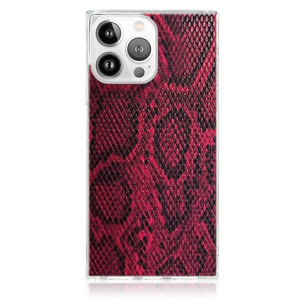 Flaunt Official Square Protective Case - Compatible with iPhone 15 Pro - Compatible with MagSafe - Stylish Drop Tested Shockproof Phone Case - The Official Square Phone Case (Red Python)