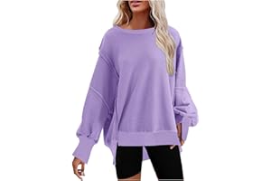 KICILVS Oversized Sweatshirt for Women Crewneck Long Sleeve Tops Casual Slit Slouchy Pullover Fall Clothes 2023 Trendy