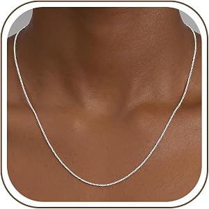 Warmhope 925 Sterling Silver Box Chain Necklace for Women - 1.1mm Sterling Silver Box Chain Necklace Silver Chains Necklaces