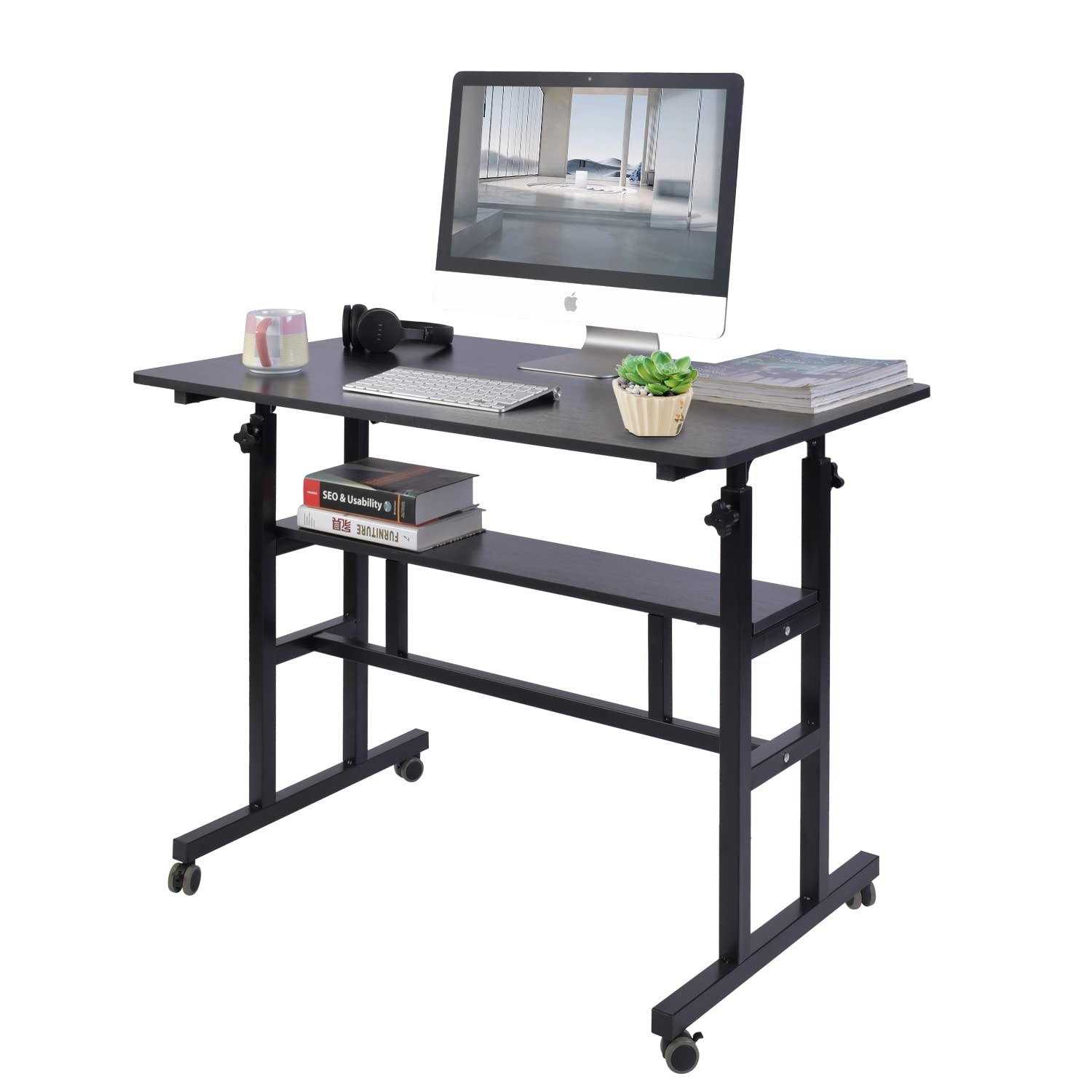 AIZ Mobile Standing Desk, Adjustable Computer Desk