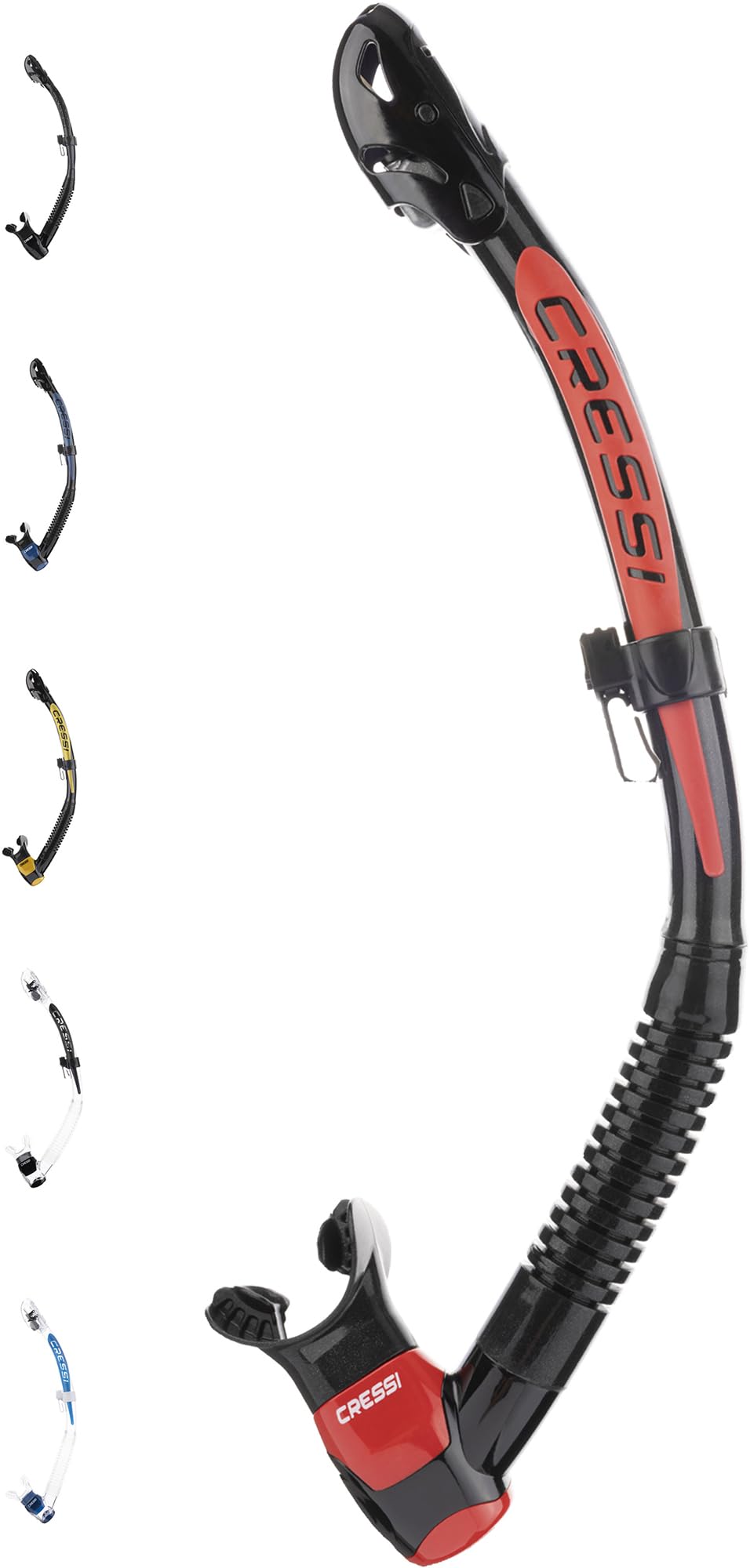 Cressi Itaca Ultra Dry Snorkel - Snorkel Dry for Free Diving and Snorkeling, Black/Red, One Size, Unisex Adult