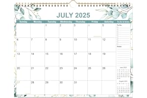 RUNTIOVAL 2025-2026 Calendar - Calendar 2025-2026 from July 2025 - December 2026, 18 Months Calendar with Premium Paper, Twin-Wire Binding & Hanging Hook, 12" x 14.5", Green Leaf