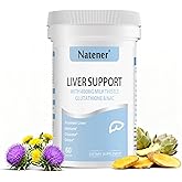 Natener Liver Support with 200mg Milk Thistle, 100mg Glutathione, 100mg NAC, 150mg Tumeric, Dandelion, Artichoke, Liver Cleanse Detox & Repair, Supports Energy*, Immunity & Liver Health*, 60 caps