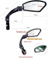 JZK Right Side Bike Mirror 360° Rotatable Stainless Lens 21–26mm Clamp view 5