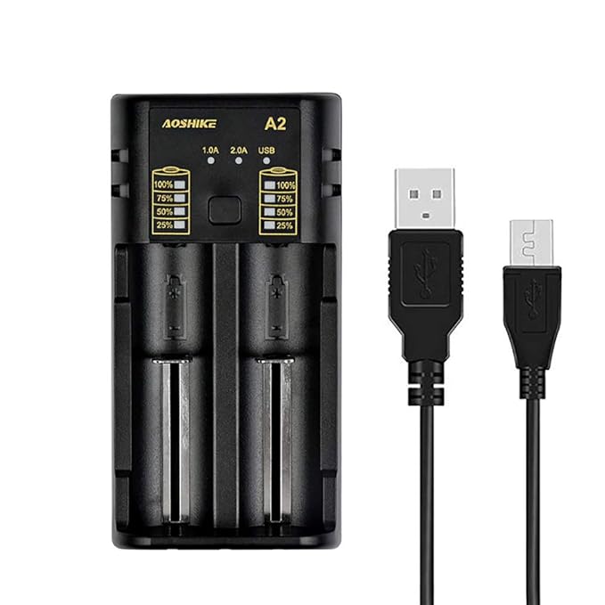 AOSHIKE LED Indicator USB Universal Battery Charger,Smart Battery Charger for AA AAA 18650 26650 20700 21700 18500 10440 14500 18490 18350 17670 17500 IMR Li-ion Ni-MH Ni-CD Rechargeable Battery