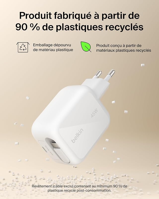 Chargeur USB-C GaN 67 W avec Câble USB-C Rétractable 1 M Et Port USB C, pour iPhone, Recharge Rapide pour iPhone 17 Et 16 Series, Galaxy S26 Series, AirPods, Tablettes, MacBook, Chromebook