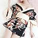 Superex Sexy Japanese Kimono Lingerie Costume Set Robe with Bow Belt, G-String (Black)