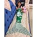 NOPTEG Mermaid Tail Blanket Handmade Crocheted Living Room Sofa Outdoor Camping Blanket Sleeping Bag for Kids 59inch x31.5 inch(Green)