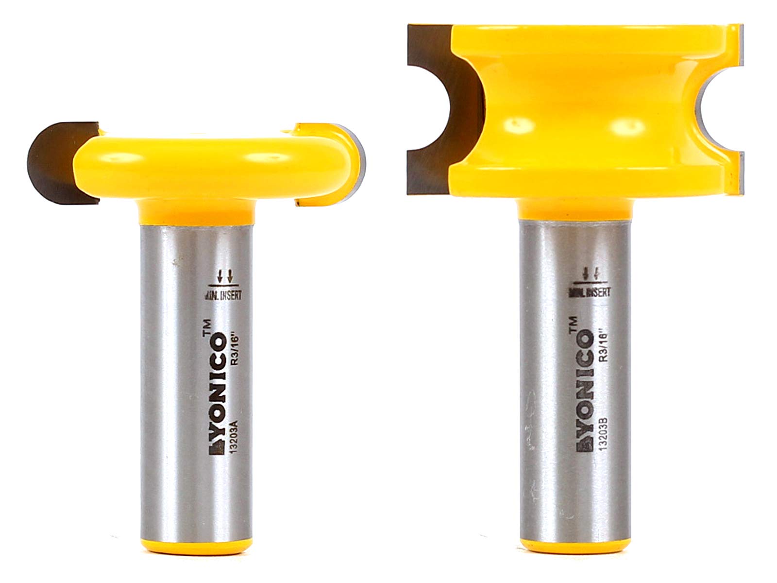 Yonico 13203 3/8-Inch Bead 2 Bit Canoe Joint Router Bit Set 1/2-Inch Shank