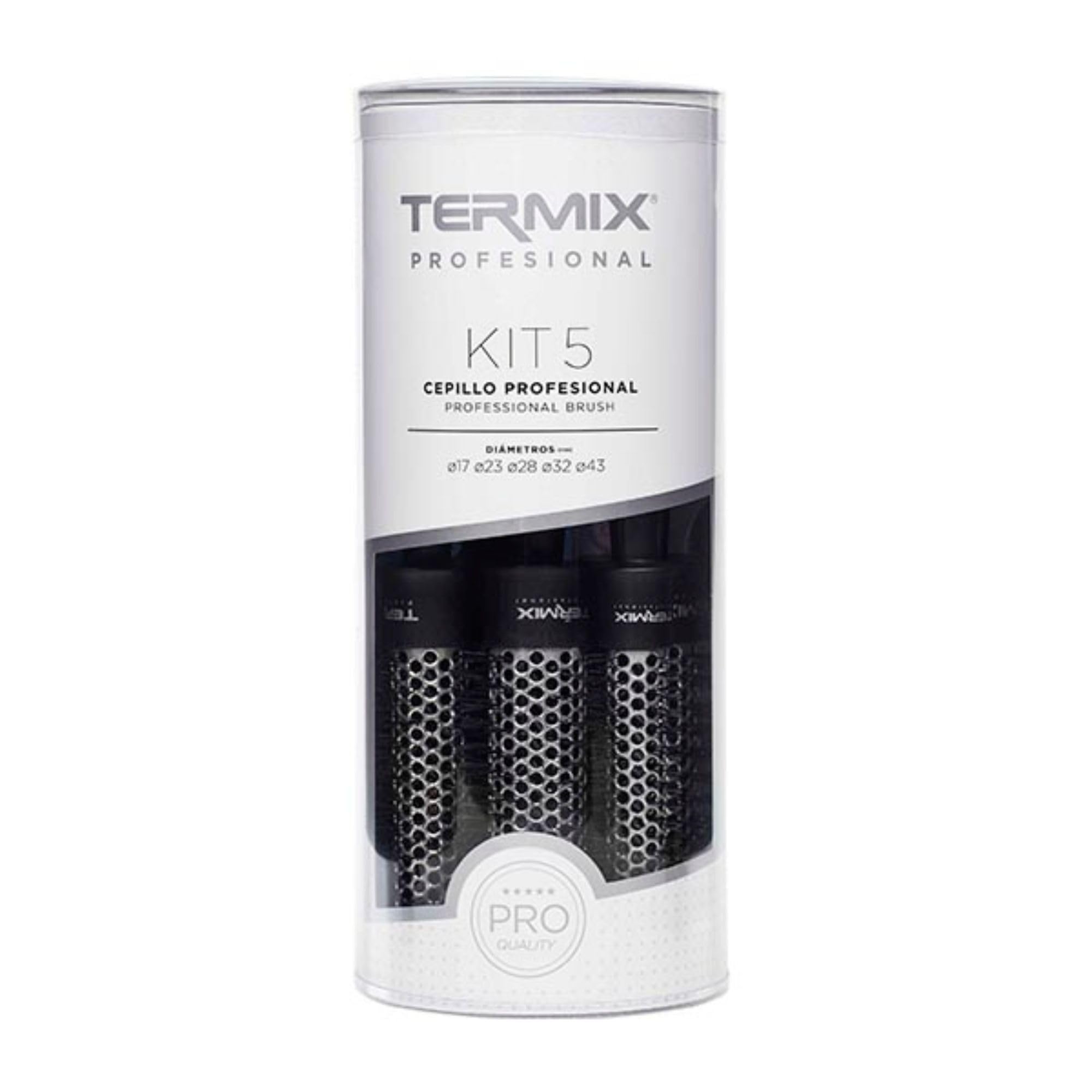 Pack Termix Profesional Hairbrush- Aluminum thermal hairbrush with nylon bristles, ideal for all types of hairstyles- it includes 5 diametres Ã˜ 17, 23, 28 , 32 , 43 mm