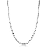 Eterjew 3.5mm 4mm 5mm 14k Gold Plated S925 Sterling Silver Chain Necklace for Men Women, Mens Diamond Cut Cuban Chain, Sturdy & Shiny & Not Easy to Fade & Comfortable 16 18 20 22 24 26 Inch